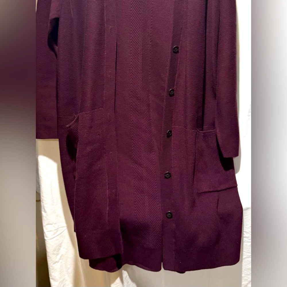 J Jill long sleeved knee length Burgundy 2X sweater.